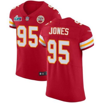 Nike Chiefs #95 Chris Jones Red Team Color Super Bowl LVII Patch Stitched NFL Vapor Untouchable Elite Jersey