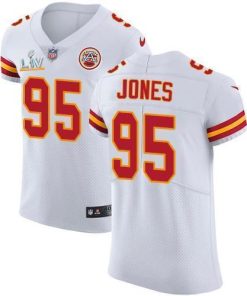 Nike Chiefs #95 Chris Jones White Super Bowl LV Bound Stitched NFL New Elite Jersey