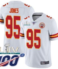 Nike Chiefs #95 Chris Jones White Super Bowl LIV 2020 Stitched NFL 100th Season Vapor Untouchable Limited Jersey