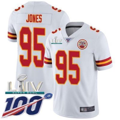 Nike Chiefs #95 Chris Jones White Super Bowl LIV 2020 Stitched NFL 100th Season Vapor Untouchable Limited Jersey