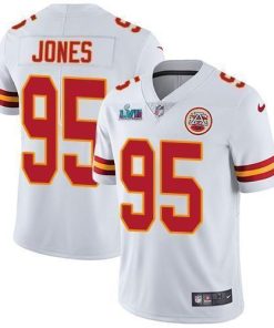 Nike Chiefs #95 Chris Jones White Super Bowl LVII Patch Stitched NFL Vapor Untouchable Limited Jersey
