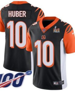 Nike Cincinnati Bengals #10 Kevin Huber Black Team Color Super Bowl LVI Patch Stitched NFL 100th Season Vapor Limited Jersey