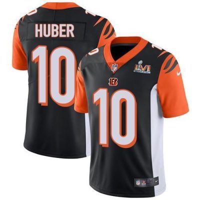 Nike Cincinnati Bengals #10 Kevin Huber Black Team Color Super Bowl LVI Patch Stitched NFL Vapor Untouchable Limited Jersey