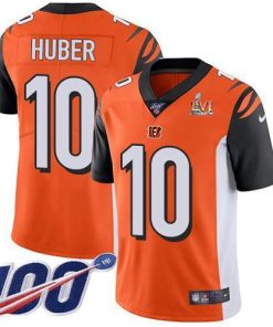 Nike Cincinnati Bengals #10 Kevin Huber Orange Super Bowl LVI Patch Alternate Stitched NFL 100th Season Vapor Limited Jersey