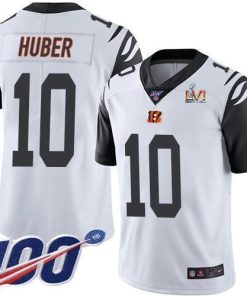 Nike Cincinnati Bengals #10 Kevin Huber White Super Bowl LVI Patch Stitched NFL Limited Rush 100th Season Jersey