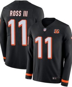 Nike Cincinnati Bengals #11 John Ross III Black Team Color Stitched NFL Limited Therma Long Sleeve Jersey
