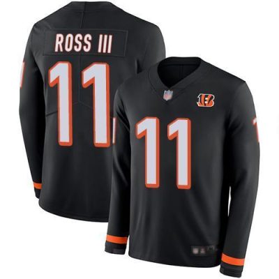 Nike Cincinnati Bengals #11 John Ross III Black Team Color Stitched NFL Limited Therma Long Sleeve Jersey