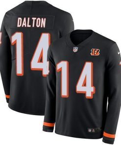 Nike Cincinnati Bengals #14 Andy Dalton Black Team Color Stitched NFL Limited Therma Long Sleeve Jersey