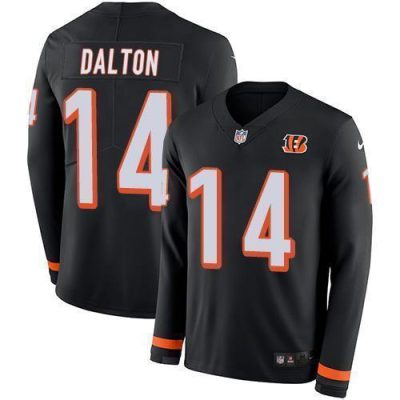 Nike Cincinnati Bengals #14 Andy Dalton Black Team Color Stitched NFL Limited Therma Long Sleeve Jersey