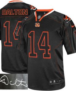 Nike Cincinnati Bengals #14 Andy Dalton Lights Out Black Stitched NFL Elite Autographed Jersey