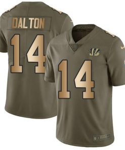 Nike Cincinnati Bengals #14 Andy Dalton Olive/Gold Stitched NFL Limited 2017 Salute To Service Jersey