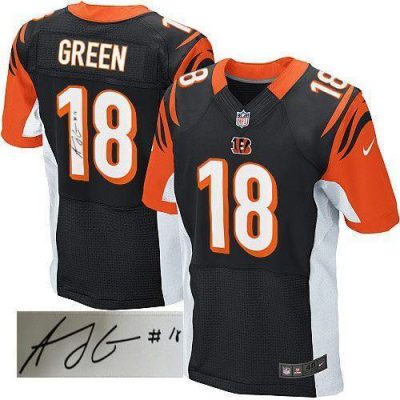 Nike Cincinnati Bengals #18 A.J. Green Black Team Color Stitched NFL Elite Autographed Jersey