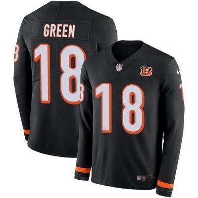 Nike Cincinnati Bengals #18 A.J. Green Black Team Color Stitched NFL Limited Therma Long Sleeve Jersey