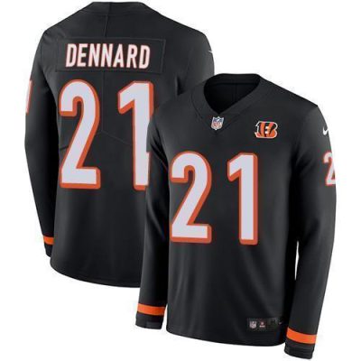 Nike Cincinnati Bengals #21 Darqueze Dennard Black Team Color Stitched NFL Limited Therma Long Sleeve Jersey