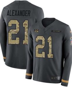 Nike Cincinnati Bengals #21 Mackensie Alexander Anthracite Salute to Service Stitched NFL Limited Therma Long Sleeve Jersey