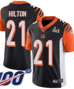 Nike Cincinnati Bengals #21 Mike Hilton Black Team Color Super Bowl LVI Patch Stitched NFL 100th Season Vapor Untouchable Limited Jersey