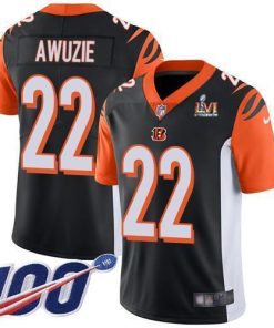 Nike Cincinnati Bengals #22 Chidobe Awuzie Black Team Color Super Bowl LVI Patch Stitched NFL 100th Season Vapor Untouchable Limited Jersey