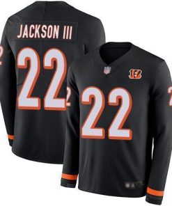 Nike Cincinnati Bengals #22 William Jackson III Black Team Color Stitched NFL Limited Therma Long Sleeve Jersey