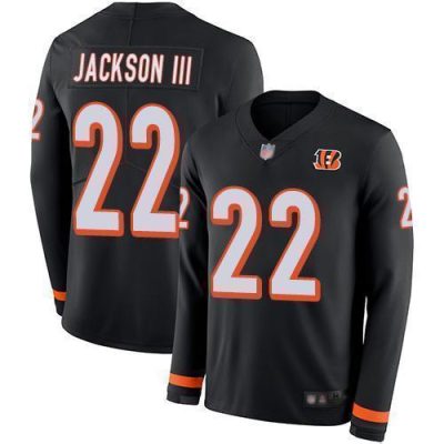Nike Cincinnati Bengals #22 William Jackson III Black Team Color Stitched NFL Limited Therma Long Sleeve Jersey