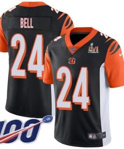 Nike Cincinnati Bengals #24 Vonn Bell Black Team Color Super Bowl LVI Patch Stitched NFL 100th Season Vapor Limited Jersey