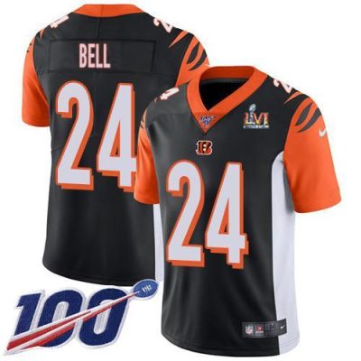 Nike Cincinnati Bengals #24 Vonn Bell Black Team Color Super Bowl LVI Patch Stitched NFL 100th Season Vapor Limited Jersey