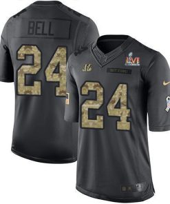 Nike Cincinnati Bengals #24 Vonn Bell Black Team Color Super Bowl LVI Patch Stitched NFL Limited Therma Long Sleeve Jersey