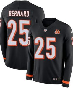 Nike Cincinnati Bengals #25 Giovani Bernard Black Team Color Stitched NFL Limited Therma Long Sleeve Jersey