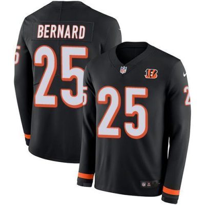 Nike Cincinnati Bengals #25 Giovani Bernard Black Team Color Stitched NFL Limited Therma Long Sleeve Jersey