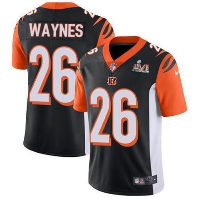 Nike Cincinnati Bengals #26 Trae Waynes Black Team Color Super Bowl LVI Patch Stitched NFL Vapor Untouchable Limited Jersey