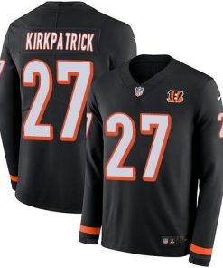 Nike Cincinnati Bengals #27 Dre Kirkpatrick Black Team Color Stitched NFL Limited Therma Long Sleeve Jersey