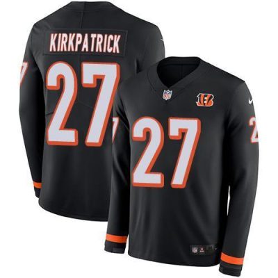 Nike Cincinnati Bengals #27 Dre Kirkpatrick Black Team Color Stitched NFL Limited Therma Long Sleeve Jersey