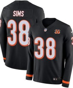 Nike Cincinnati Bengals #38 LeShaun Sims Black Team Color Stitched NFL Limited Therma Long Sleeve Jersey