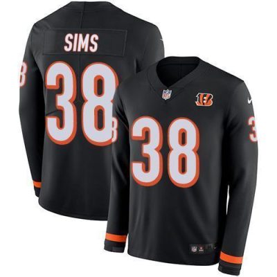 Nike Cincinnati Bengals #38 LeShaun Sims Black Team Color Stitched NFL Limited Therma Long Sleeve Jersey