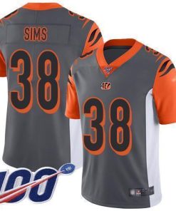 Nike Cincinnati Bengals #38 LeShaun Sims Silver Stitched NFL Limited Inverted Legend 100th Season Jersey