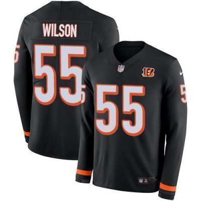 Nike Cincinnati Bengals #55 Logan Wilson Black Team Color Stitched NFL Limited Therma Long Sleeve Jersey