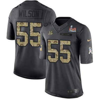Nike Cincinnati Bengals #55 Logan Wilson Black Team Color Super Bowl LVI Patch Stitched NFL Limited Therma Long Sleeve Jersey