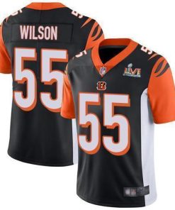 Nike Cincinnati Bengals #55 Logan Wilson Black Team Color Super Bowl LVI Patch Stitched NFL Vapor Untouchable Limited Jersey