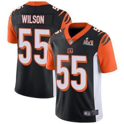 Nike Cincinnati Bengals #55 Logan Wilson Black Team Color Super Bowl LVI Patch Stitched NFL Vapor Untouchable Limited Jersey