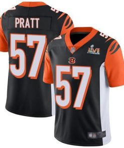 Nike Cincinnati Bengals #57 Germaine Pratt Black Team Color Super Bowl LVI Patch Stitched NFL Vapor Untouchable Limited Jersey
