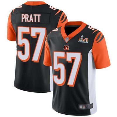 Nike Cincinnati Bengals #57 Germaine Pratt Black Team Color Super Bowl LVI Patch Stitched NFL Vapor Untouchable Limited Jersey