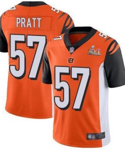 Nike Cincinnati Bengals #57 Germaine Pratt Orange Alternate Super Bowl LVI Patch Stitched NFL Vapor Untouchable Limited Jersey
