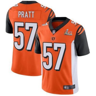 Nike Cincinnati Bengals #57 Germaine Pratt Orange Alternate Super Bowl LVI Patch Stitched NFL Vapor Untouchable Limited Jersey