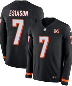 Nike Cincinnati Bengals #7 Boomer Esiason Black Team Color Stitched NFL Limited Therma Long Sleeve Jersey