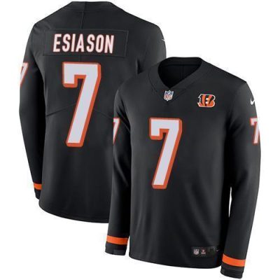 Nike Cincinnati Bengals #7 Boomer Esiason Black Team Color Stitched NFL Limited Therma Long Sleeve Jersey