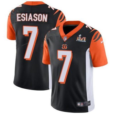 Nike Cincinnati Bengals #7 Boomer Esiason Black Team Color Super Bowl LVI Patch Stitched NFL Vapor Untouchable Limited Jersey
