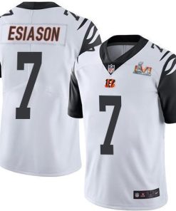 Nike Cincinnati Bengals #7 Boomer Esiason White Super Bowl LVI Patch Stitched NFL Limited Rush Jersey