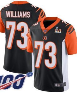 Nike Cincinnati Bengals #73 Jonah Williams Black Team Color Super Bowl LVI Patch Stitched NFL 100th Season Vapor Limited Jersey