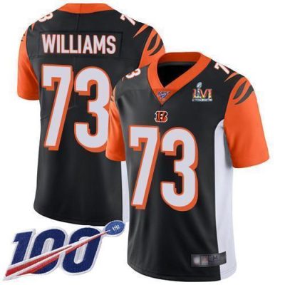 Nike Cincinnati Bengals #73 Jonah Williams Black Team Color Super Bowl LVI Patch Stitched NFL 100th Season Vapor Limited Jersey