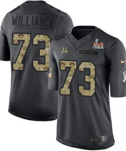 Nike Cincinnati Bengals #73 Jonah Williams Black Team Color Super Bowl LVI Patch Stitched NFL Limited Therma Long Sleeve Jersey