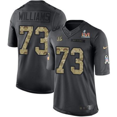Nike Cincinnati Bengals #73 Jonah Williams Black Team Color Super Bowl LVI Patch Stitched NFL Limited Therma Long Sleeve Jersey